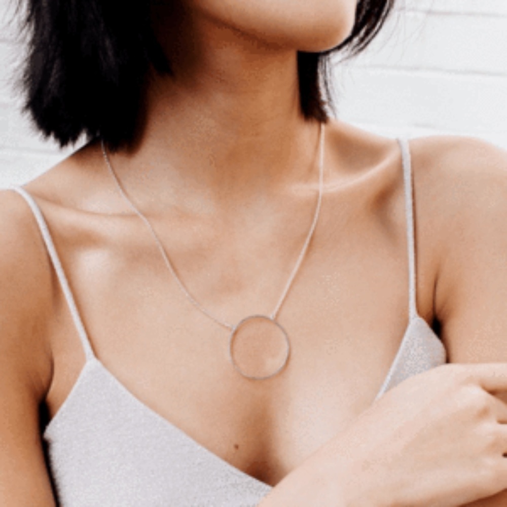 Lele Sadoughi Silver Circle Necklace NWOT